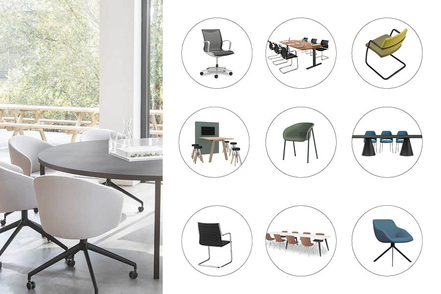 Assortiment van vergadermeubilair