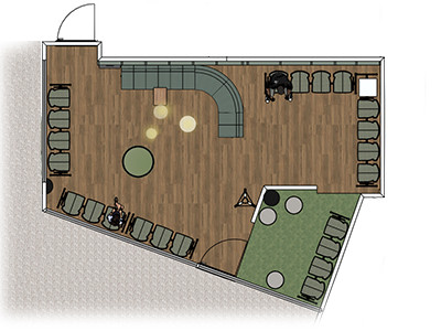 2D Plattegrond van een wachtkamer inrichting